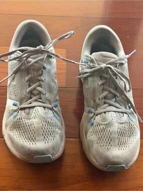 ON Light Gray Mens  Athletic Sneakers with Subtle Blue Accents